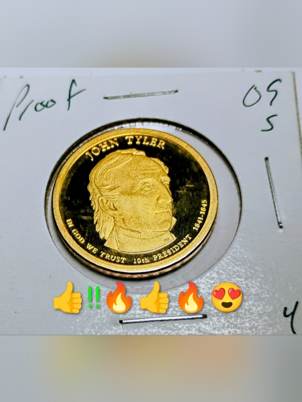 John Tyler Presidential Dollar Coin Proof - Gold Tone